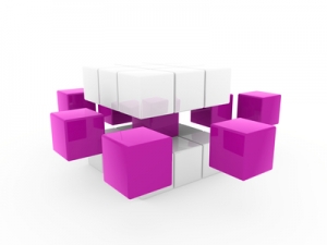 3d cube purple white